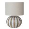 Hello Honey Mango Wood Table Lamp with Inlaid Resin Stripes and Cotton Shade, Natural Finish